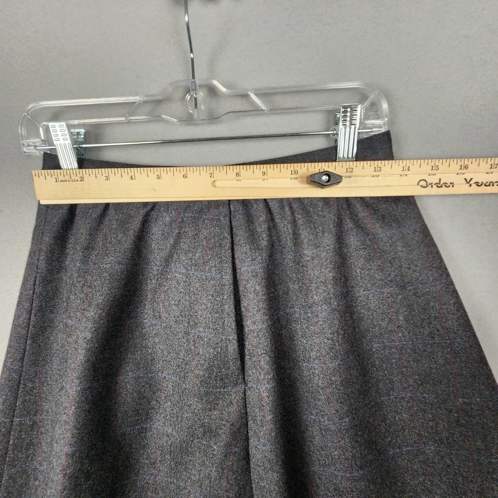 Vintage Wool Skirt Womens‎ 10 Gray Windowpane Plaid A-Line Midi Side Zip 90s